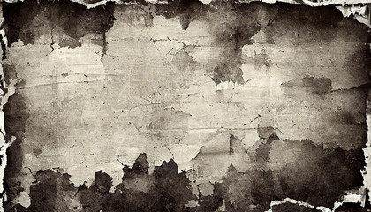 OLD NEWS PAPER BACKGROUND IN BLACK AND WHITE GRUNGY PAPER TEXTURE VINTAGE NEWSPRINT STYLE, SCRATCHED POSTER TEMPLATE DARK RETRO PAPERS BACKDROP