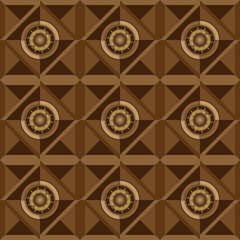 3d seamless geometric pattern background design vector on light dark brown