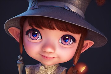 an adorable 3D CGI witch to celebrate Halloween with kids