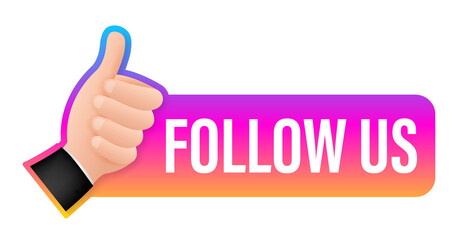 Button Follow us on white background.  illustration.