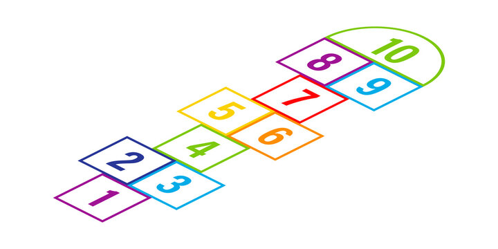 Set of child hopscotch game templates.  stock illustration