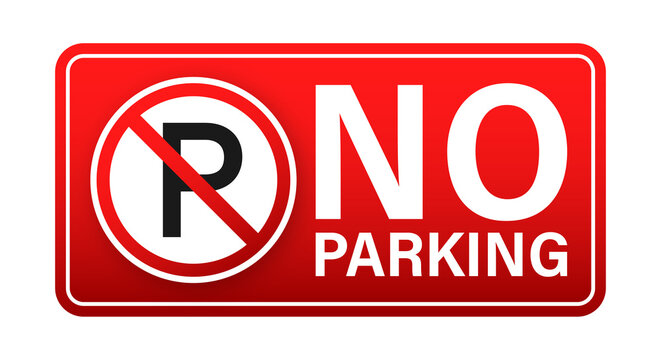 No parking on red background. Danger symbol. Warning attention sign. Stop sign.  stock illustration