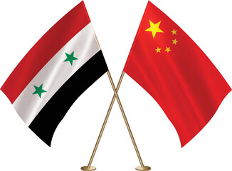 Syria,China flag together.Syrian,Chinese flag together