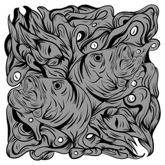 fish illustration with abstract background
