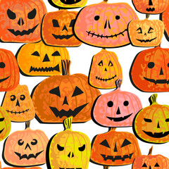 Seamless Pattern of Halloween Pumpkins