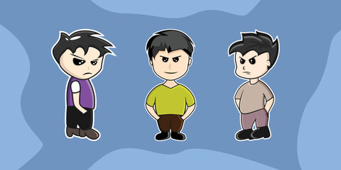 character mascot design with three different shapes