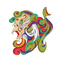 Hand drawn Abstract Art Colorful Illustration on white background