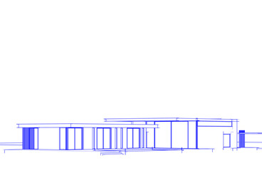 3d sketch project of modern villa architectural drawing