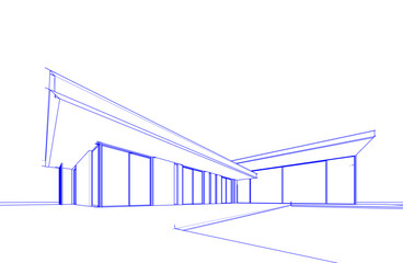 sketch of modern house 3d illustration