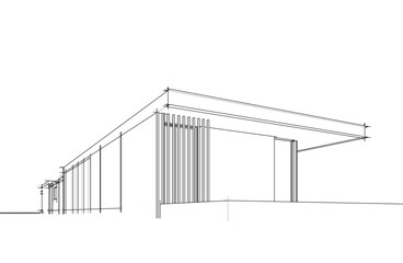 sketch of modern house 3d illustration