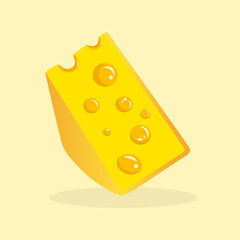 A piece of cheese in flat style 