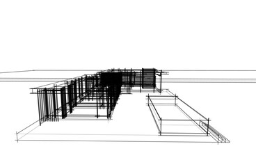 sketch of modern house 3d illustration