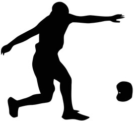 silhouette of football player in best action with transparent background