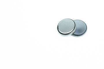 Lithium button cell. lithium cr 2032 battery isolated on white background	