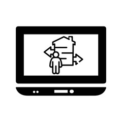 Creative design laptop working icon | Black Vector illustration |