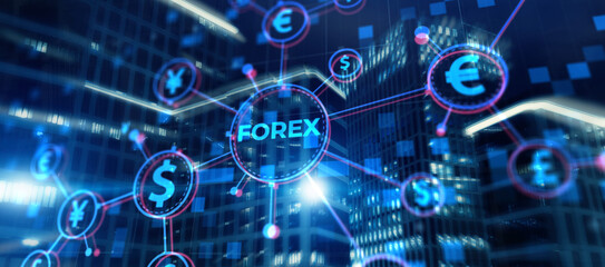 Fototapeta na wymiar Forex Market Investment Trading Concept on modern city background