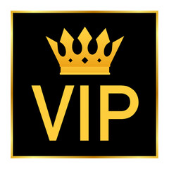Golden symbol of exclusivity, the label VIP with glitter. Very important person - VIP icon on dark background Sign of exclusivity with bright, Golden glow.  stock illustration.