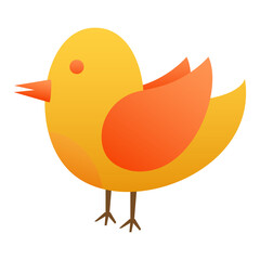 Bird flat on white background. Cute animal set. Animal cartoon character set.  stock illustration.