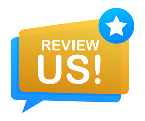 Review us. User rating concept. Review and rate us stars. Business concept.  illustration.