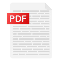 Download PDF button on laptop screen. Downloading document concept. File with PDF label and down arrow sign.  illustration.