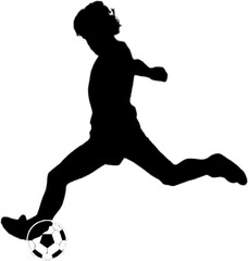 silhouette of football player in best action with transparent background