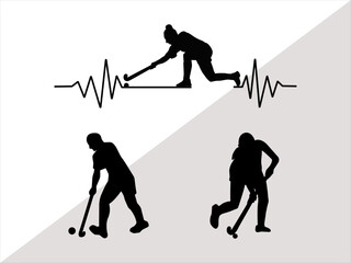 Fototapeta premium Field Hockey SVG, Field hockey Player Svg, Woman Field hockey Player silhouette, Field Hockey Silhouettes, Cut Files for Crafters 