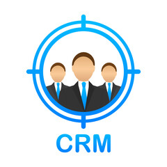 Customer relationship management concept. Organization of data on work with clients, CRM concept.  illustration.