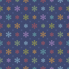 Multicolored snowflakes seamless pattern