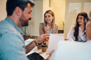 Fototapeta premium Multiracial business team having a meeting in the office