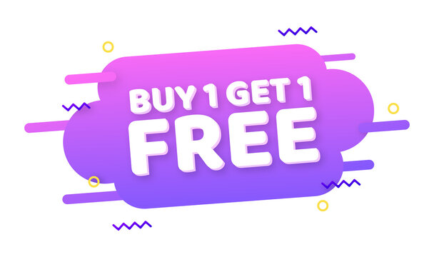 Buy 1 Get 1 Free, sale tag, banner design template.  stock illustration.