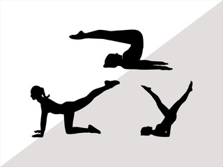 Yoga Pilates, Stretching Vectors Bundle, Clip Art, SVG, Cut Files, Silhouette Cricut Design File 