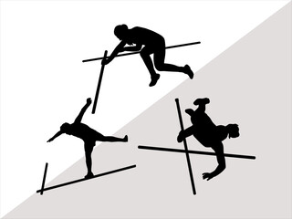 Pole vault Silhouette, Pole vault SVG Bundle, Pole vault Vector, Women Pole Vault Vector, Women Pole Vault SVG, Cut file, Cameo 