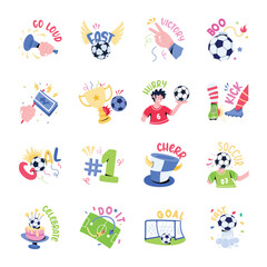 Flat Stickers of Football Championship

