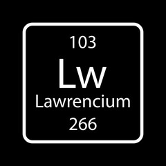 Lawrencium symbol. Chemical element of the periodic table. Vector illustration.