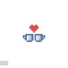 Obraz premium pixel art icon small heart over cups