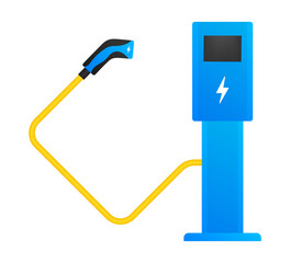 Electric car charging. EV station. Vehicle standing.