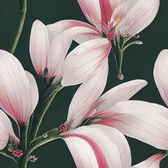Flowers seamless pattern, 3D illustration, 3D rendering.