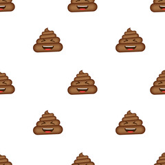 Poo emoticon, poop face pattern on white background.  stock illustration.