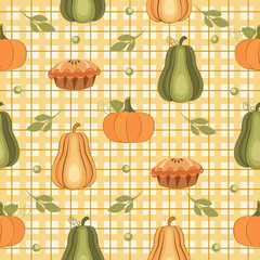seamless pattern autumn pumpkins