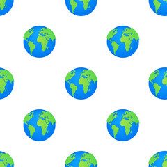 Earth globes pattern on white background. Flat planet Earth icon.  illustration.