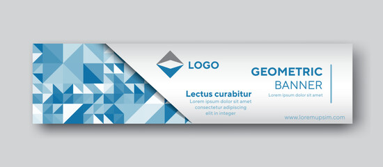 Blue banner design with geometric concept for your header, cover and linkedin	