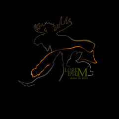 Forest animal logo silhouettes. Vector illustration