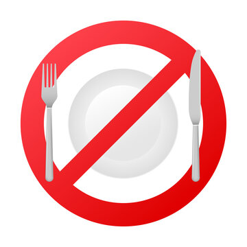 No eating. Photo show a no eating icon on white background.  illustration.