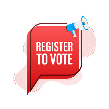 Megaphone with Register to vote.  illustration.