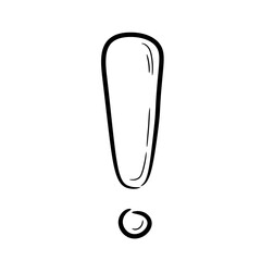 Hand drawn exclamation mark. Doodle exclamation mark. Hand drawn danger sign. Vector illustration.
