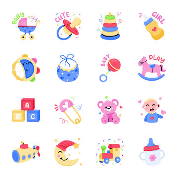 Collection of Baby Shower Flat Stickers 

