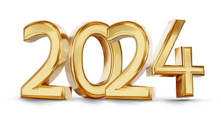 2024 golden bold number 3d-illustration