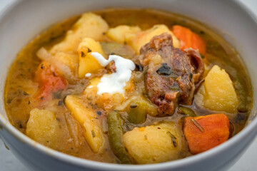 Shurpa or shoorpa or chorba traditional soup in Caucasus