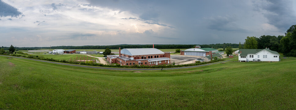 Tuskegee, Alabama: Tuskegee Airmen National Historic Site. Historic Core of Moton Field. Hangars 1 and 2, Control Tower, Skyway Club. Training area for WWII African American airmen, Red Tails.