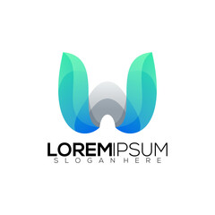 Fototapeta premium letter W modern logo gradient colorful